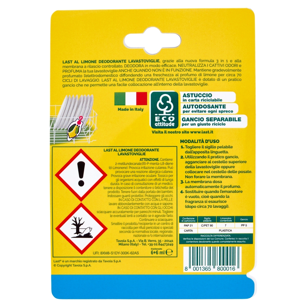 Last Deodorante Lavastoviglie al Limone 6 + 6 ml